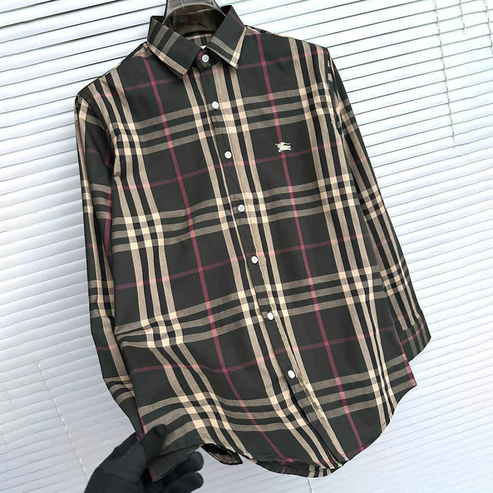 Burberry Checked Green Premium Shirt-thumb-0