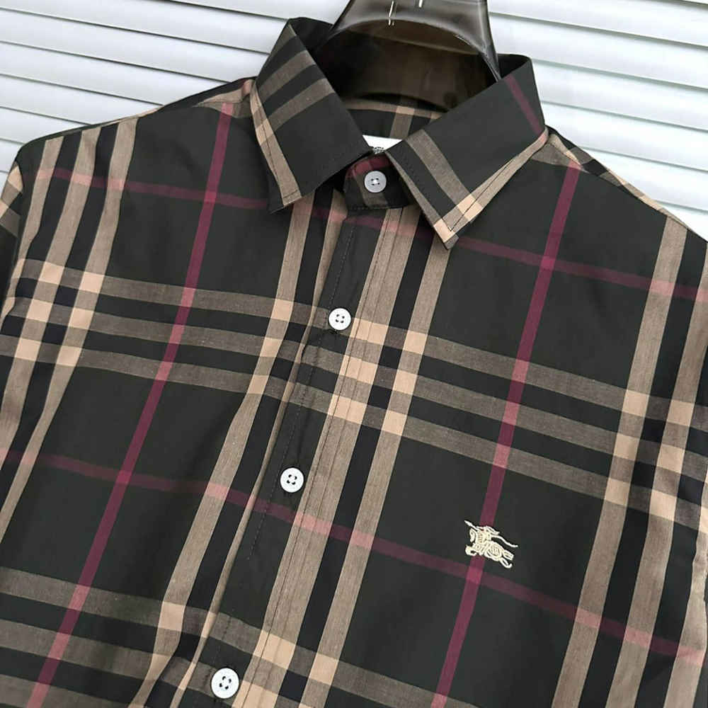 Burberry Checked Green Premium Shirt-thumb-2