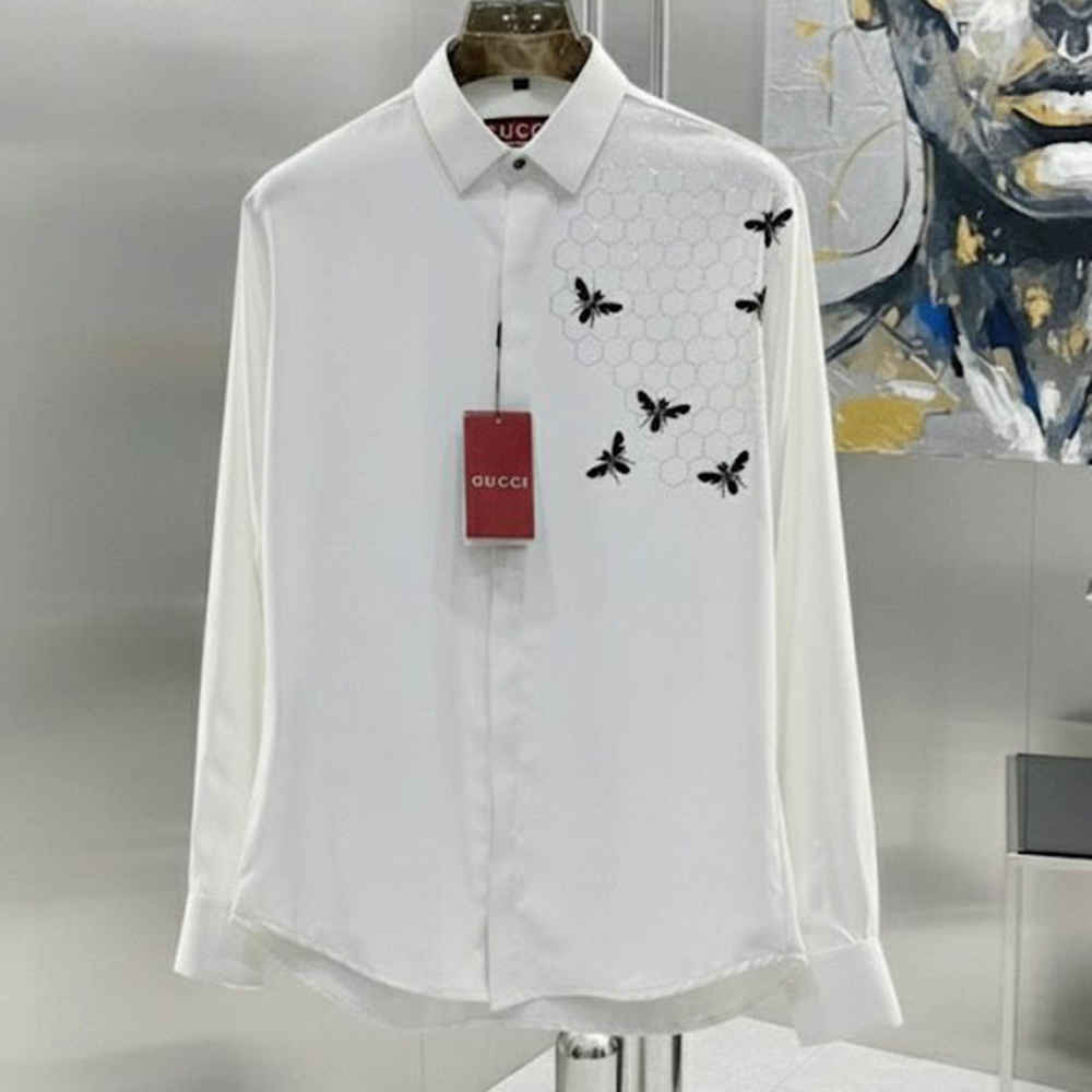 Gucci GG Embroidery White Stretch Cotton Shirt-2