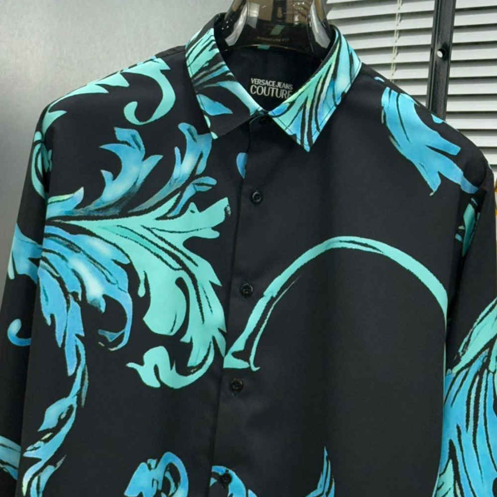 Versace Blue Premium Cotton Shirt-thumb-2