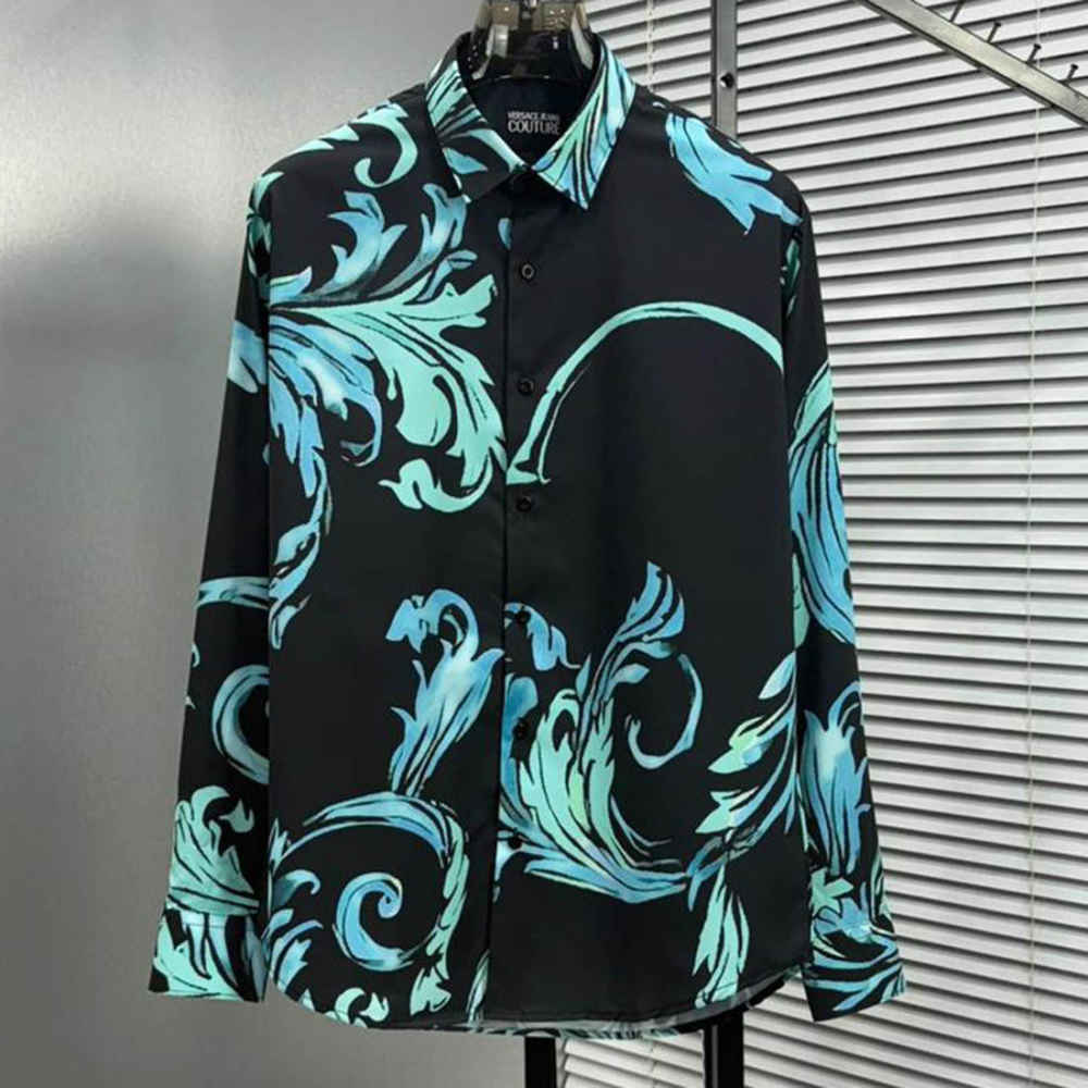 Versace Blue Premium Cotton Shirt-thumb-1