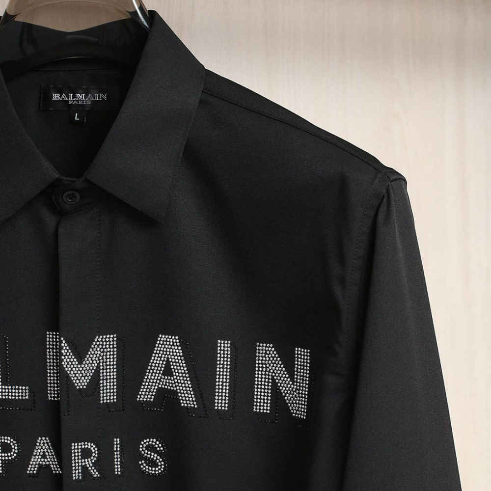 Balmain Embroidered Black Premium Cotton Shirt-3
