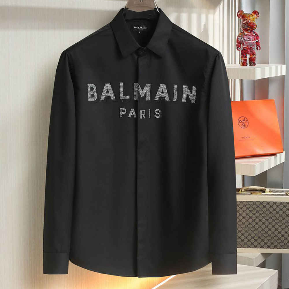 Balmain Embroidered Black Premium Cotton Shirt-1
