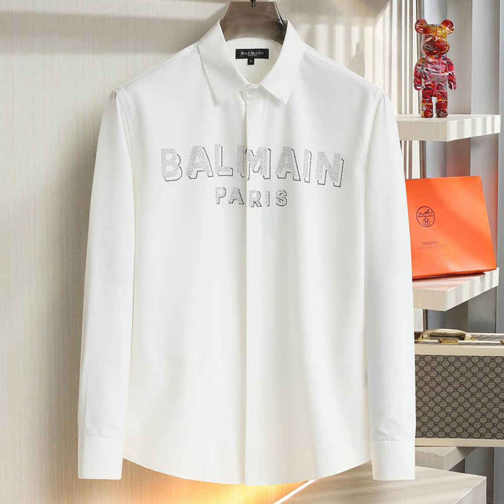 Balmain Embroidered White Premium Cotton Shirt-1
