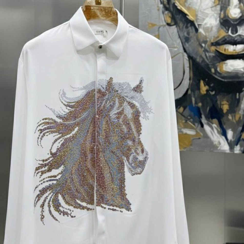 Hermès Embroidery Horse Logo White Premium Shirt-1