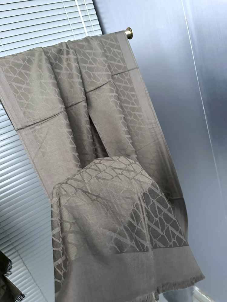 Valentino Designer Grey Silk Stole-thumb-1