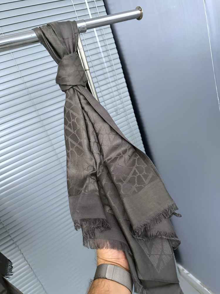 Valentino Designer Grey Silk Stole-thumb-2