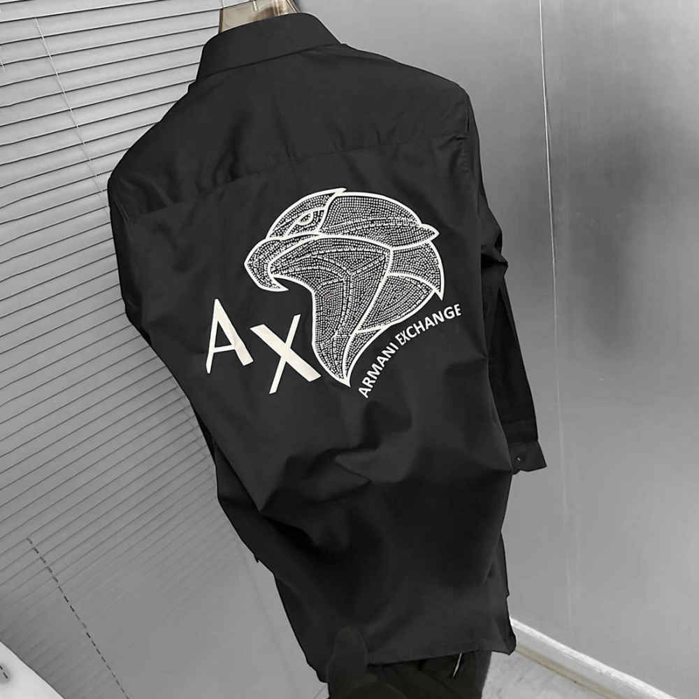 Armani Exchange Black Cotton Shirt-thumb-1