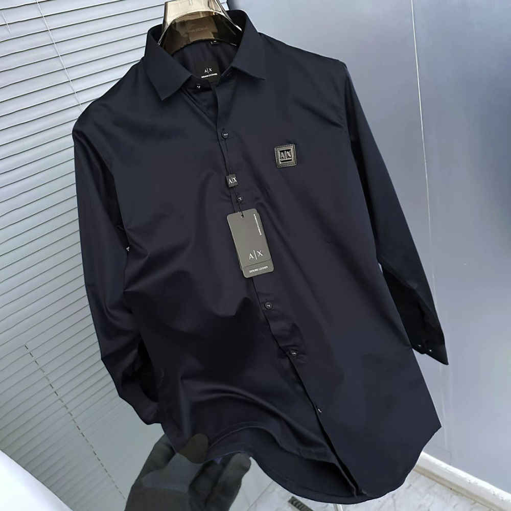 Armani Exchange Navy Blue Cotton Shirt-2