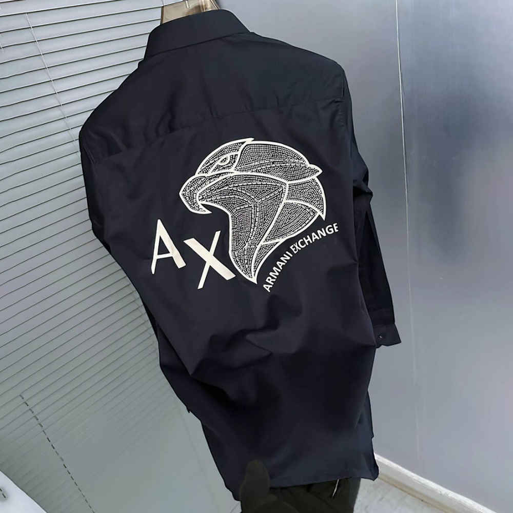 Armani Exchange Navy Blue Cotton Shirt-1