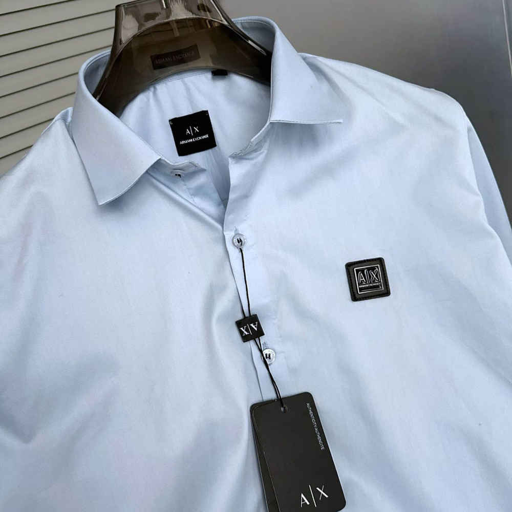 Armani Exchange Sky Blue Cotton Shirt-1