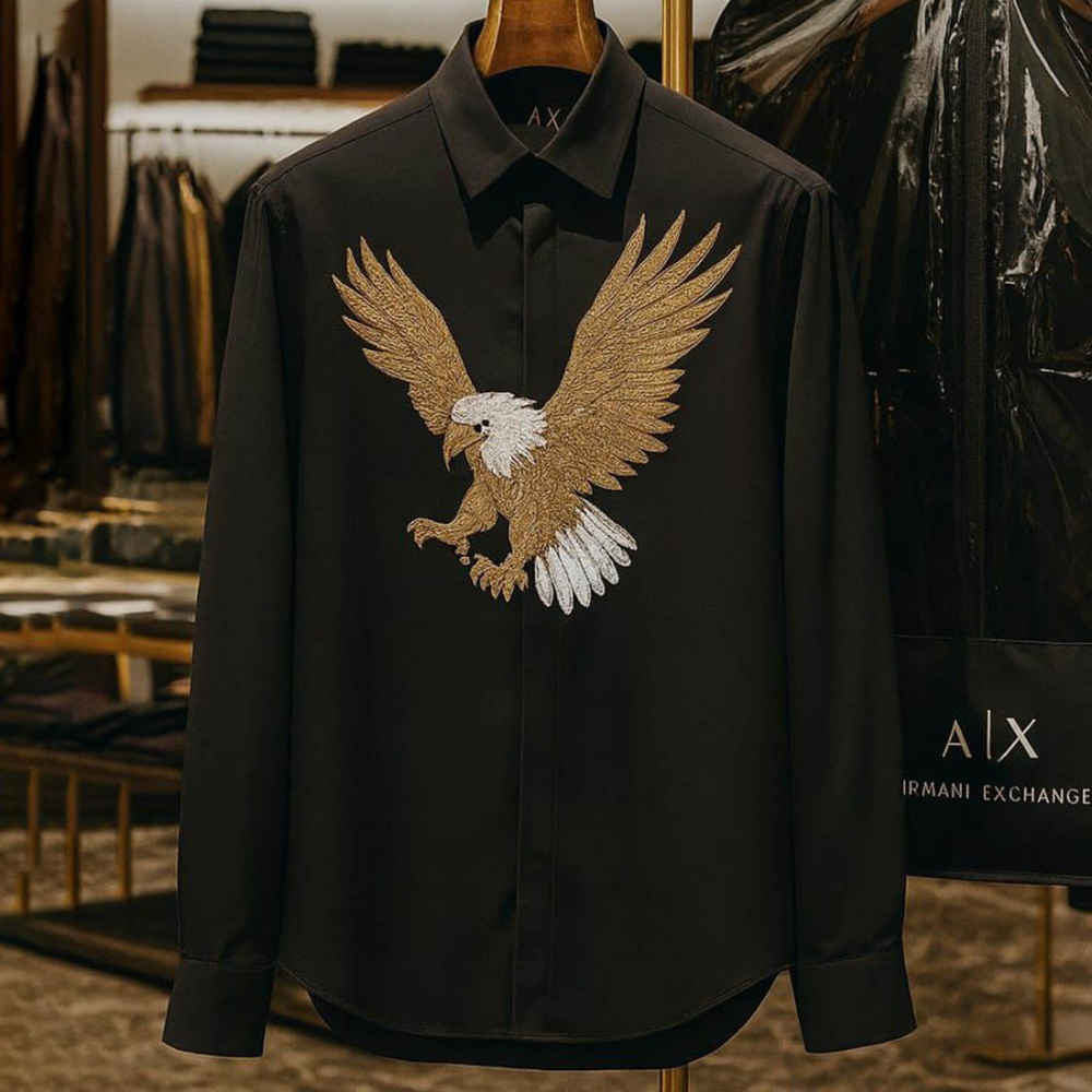Armani Exchange Black Eagle Print Cotton Shirt-1