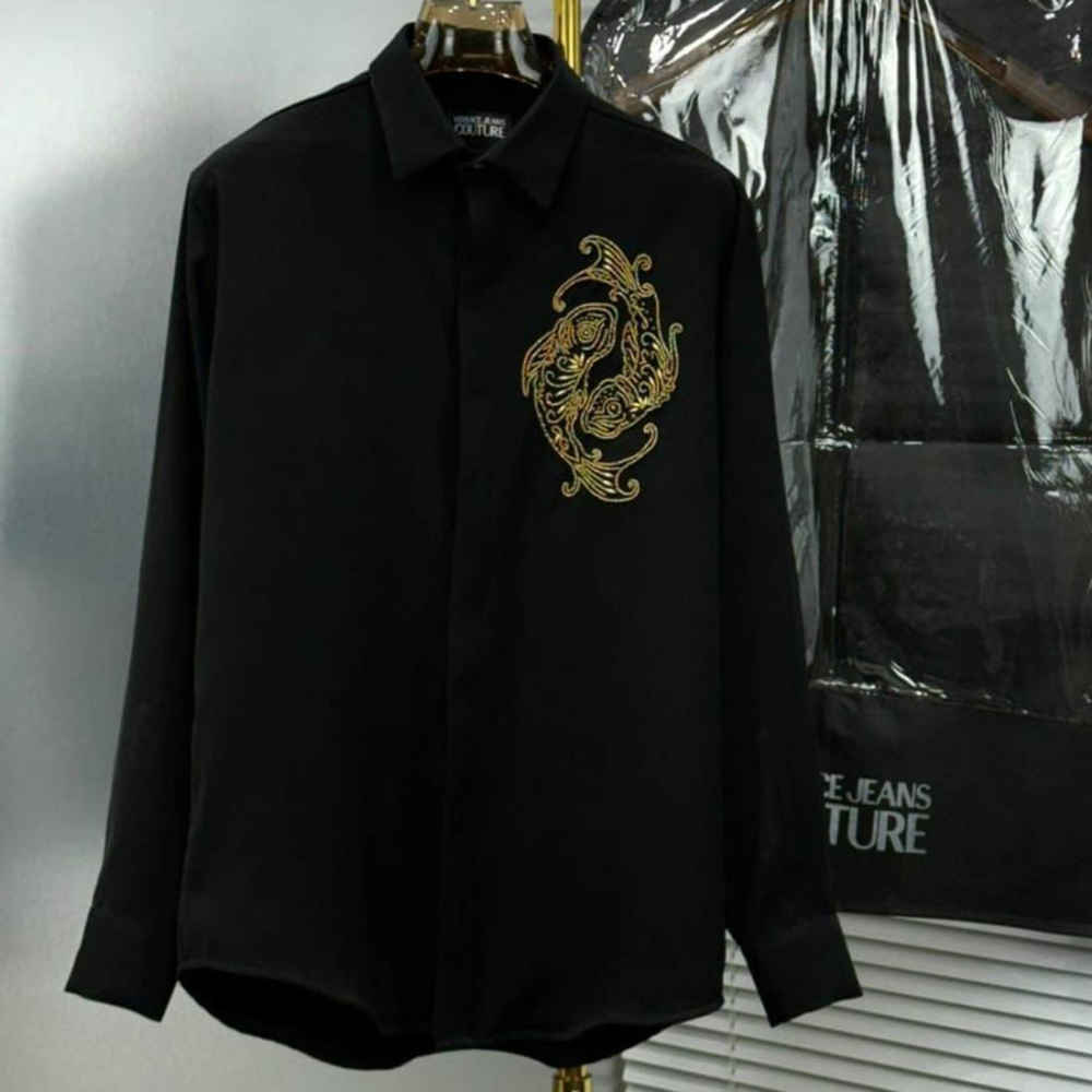 Versace Black Premium Cotton Shirt-thumb-0