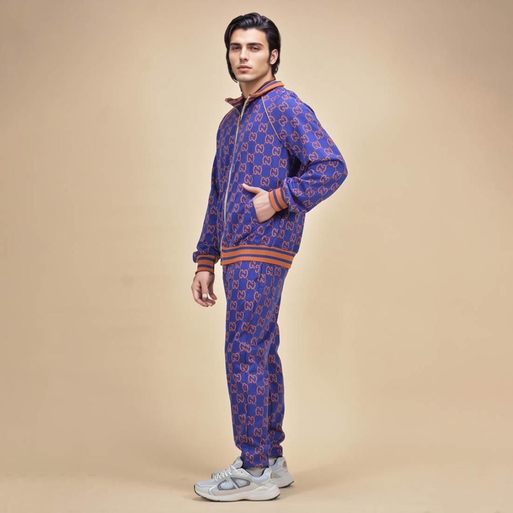 Gucci Blue Premium Quality Canvas Tracksuit-thumb-2