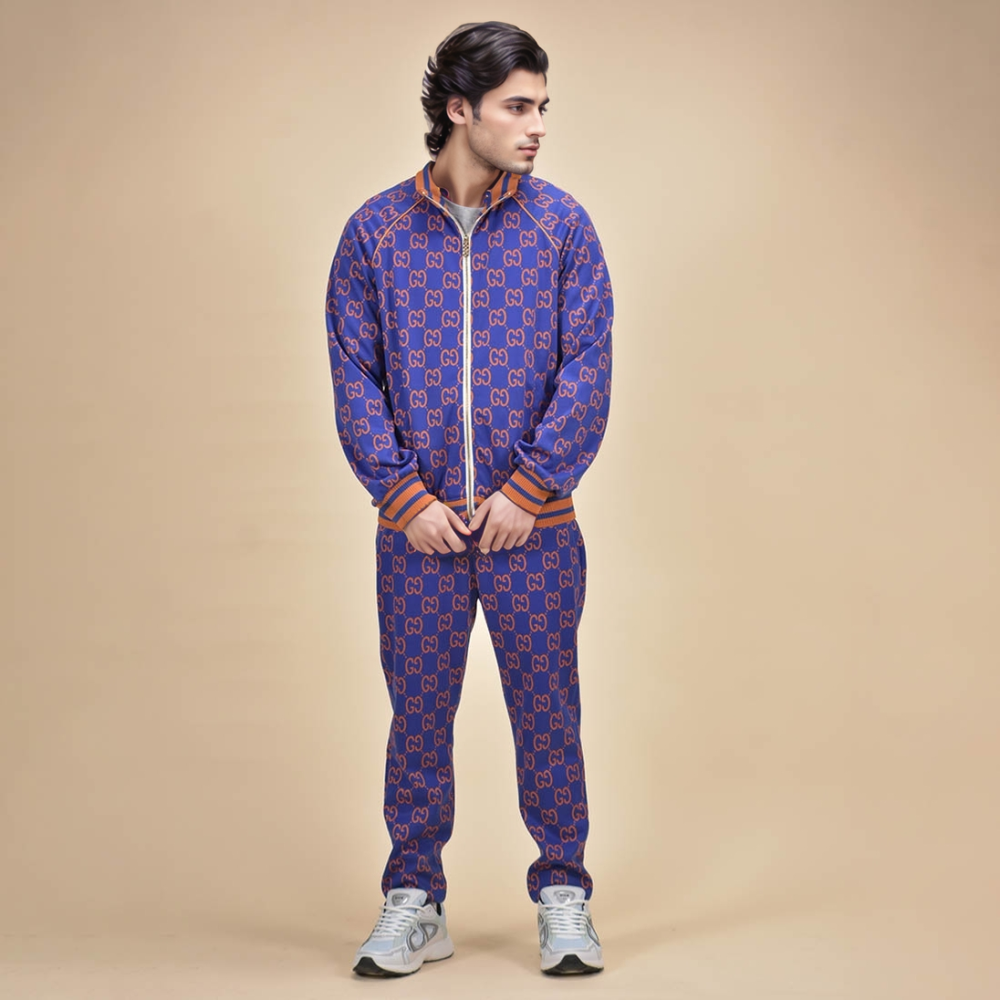 Gucci Blue Premium Quality Canvas Tracksuit-thumb-7