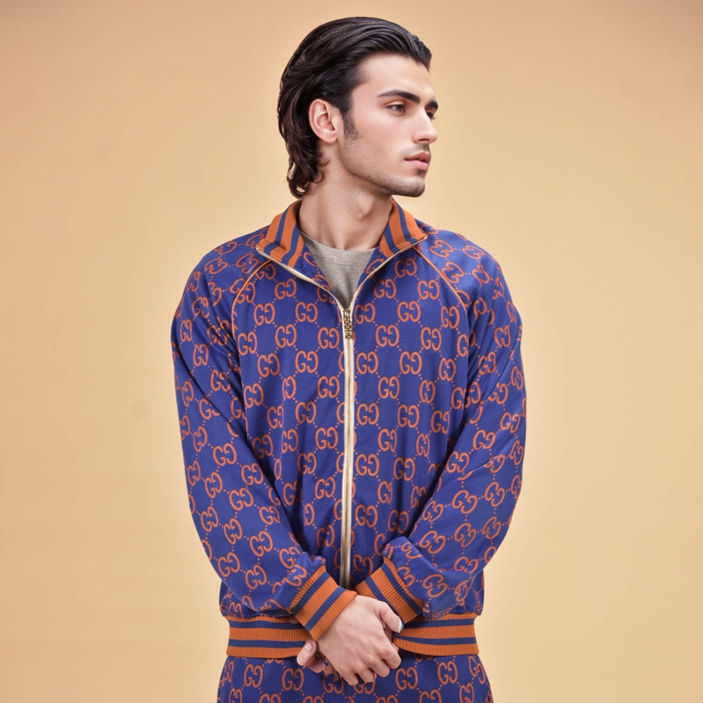 Gucci Blue Premium Quality Canvas Tracksuit-thumb-6