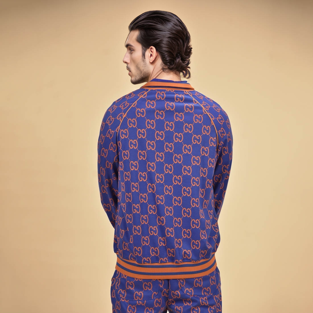 Gucci Blue Premium Quality Canvas Tracksuit-thumb-4