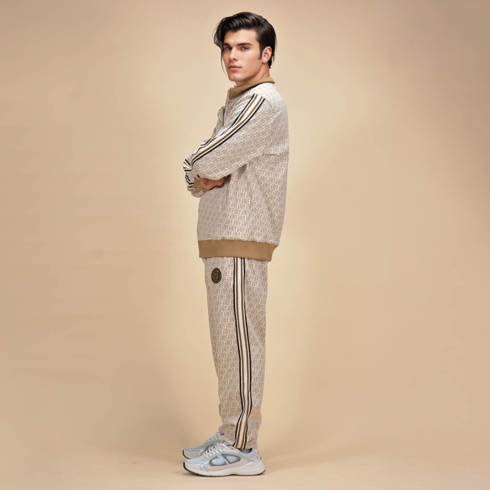 Fendi Embroidered logo Cream Premium Tracksuit-thumb-2