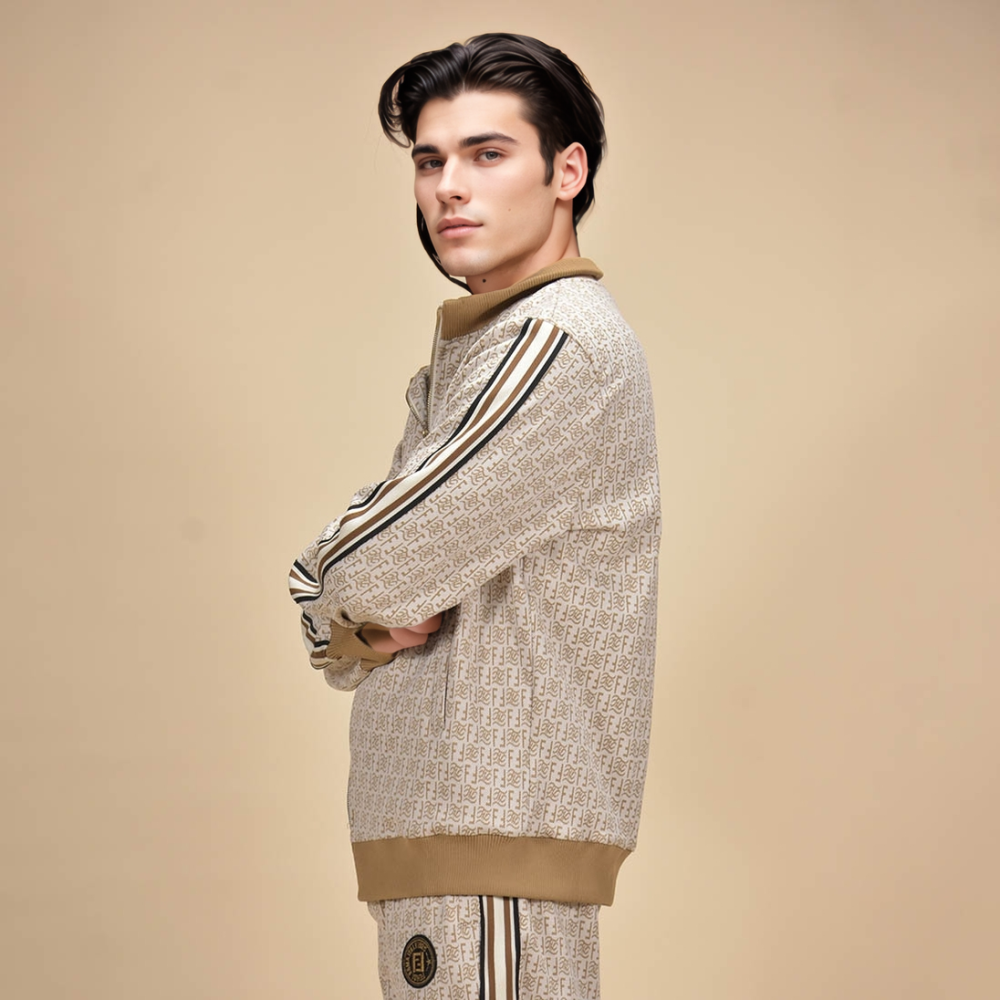 Fendi Embroidered logo Cream Premium Tracksuit-thumb-5