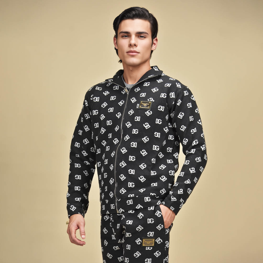 Dolce & Gabbana Monogram black Premium Luxury Tracksuit-thumb-3