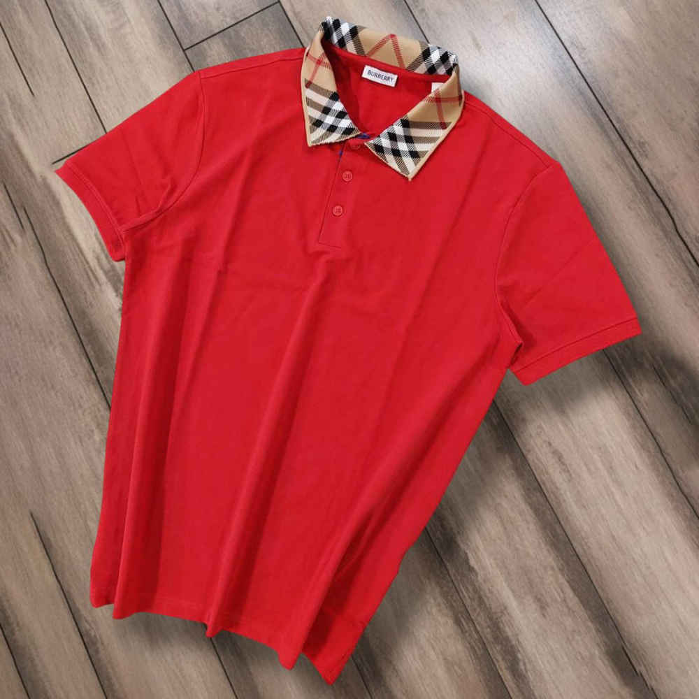 Burberry Embroidered logo Red Premium Polo T-shirt-thumb-2