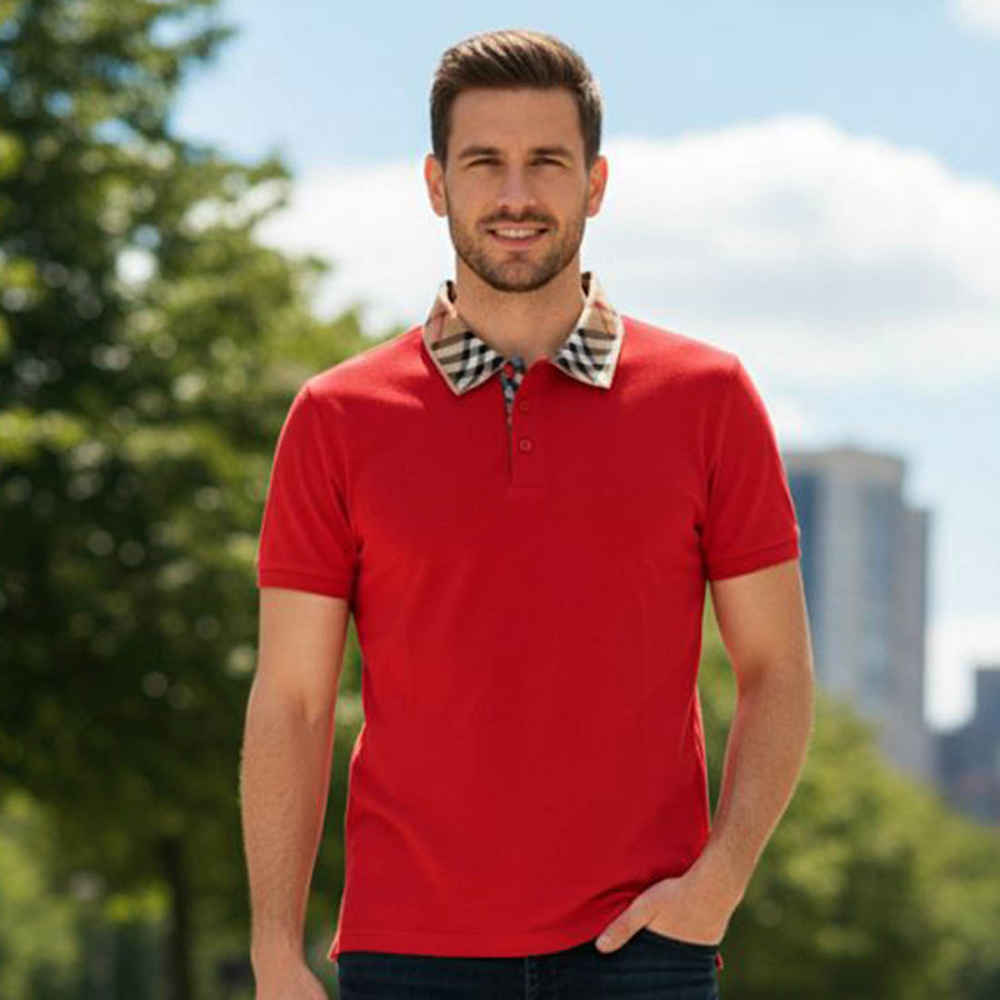 Burberry Embroidered logo Red Premium Polo T-shirt-thumb-0