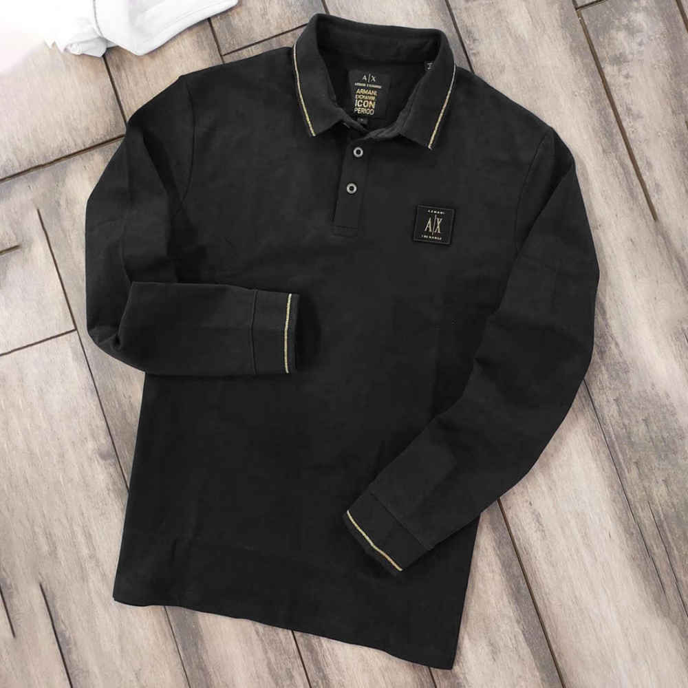 Armani Exchange Black Premium Quality Polo Shirt-thumb-2