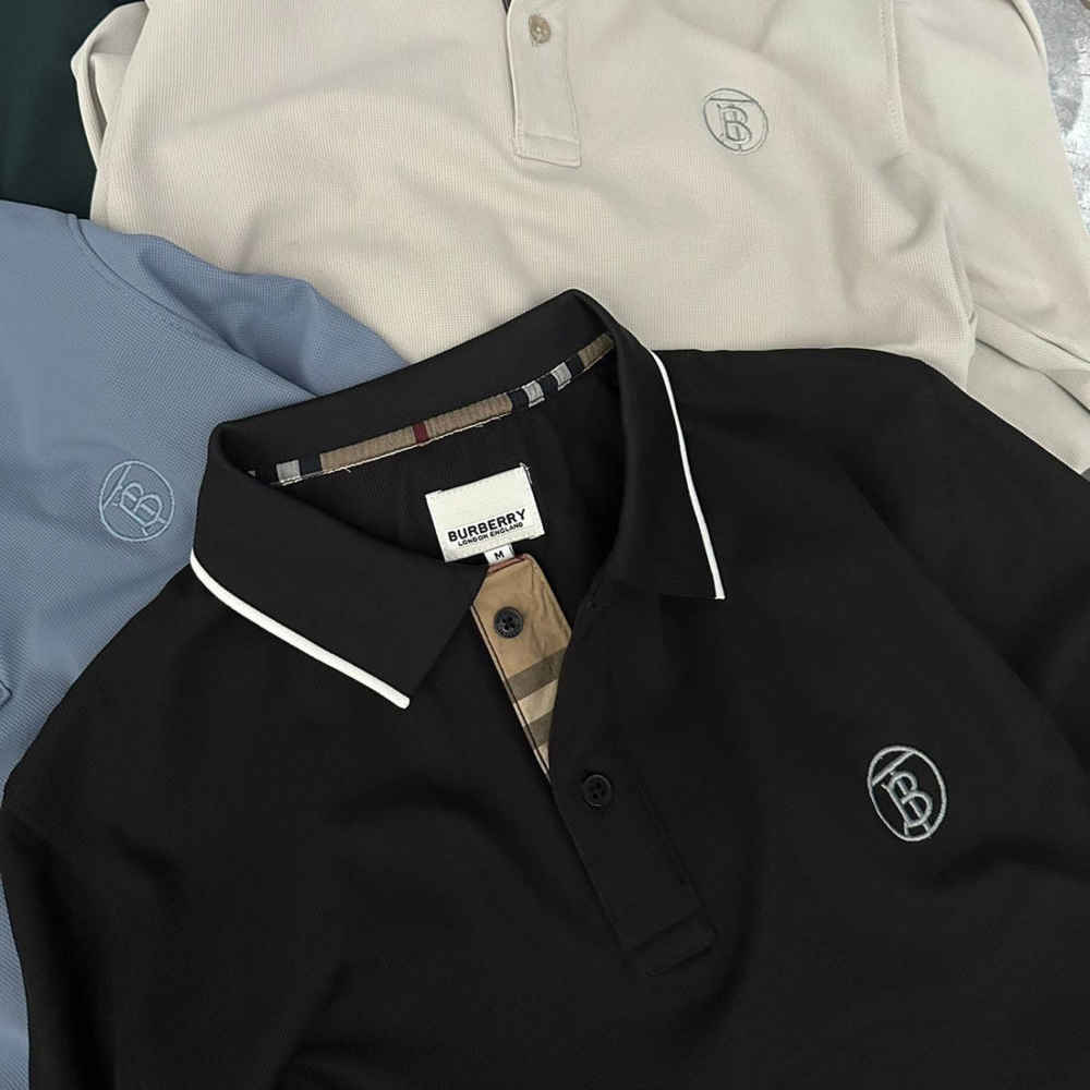 Burberry Embroidered logo Black Premium Polo T-shirt-thumb-2