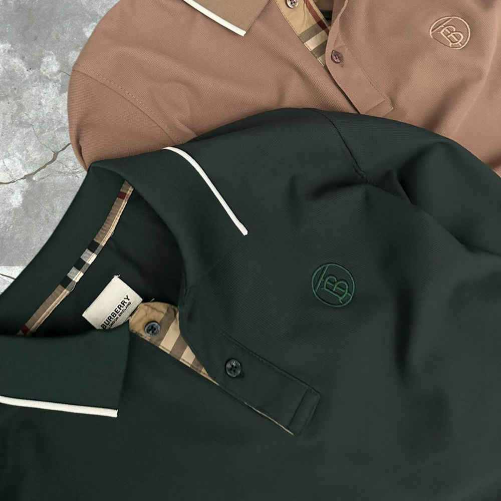 Burberry Embroidered logo Dark Green Premium Polo T-shirt-thumb-1