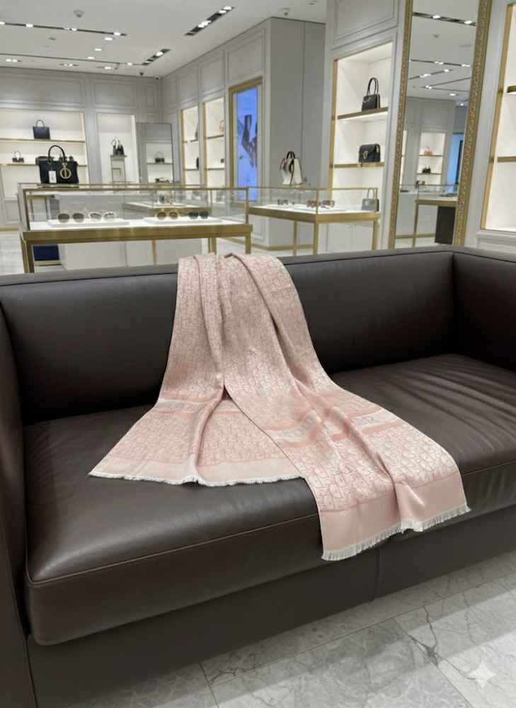 Christian Dior Premium Quality Pink Silk Stole-thumb-1