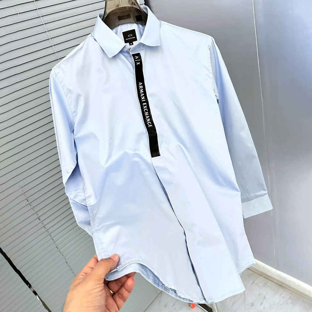 Armani Exchange Sky Blue Cotton Shirt-1