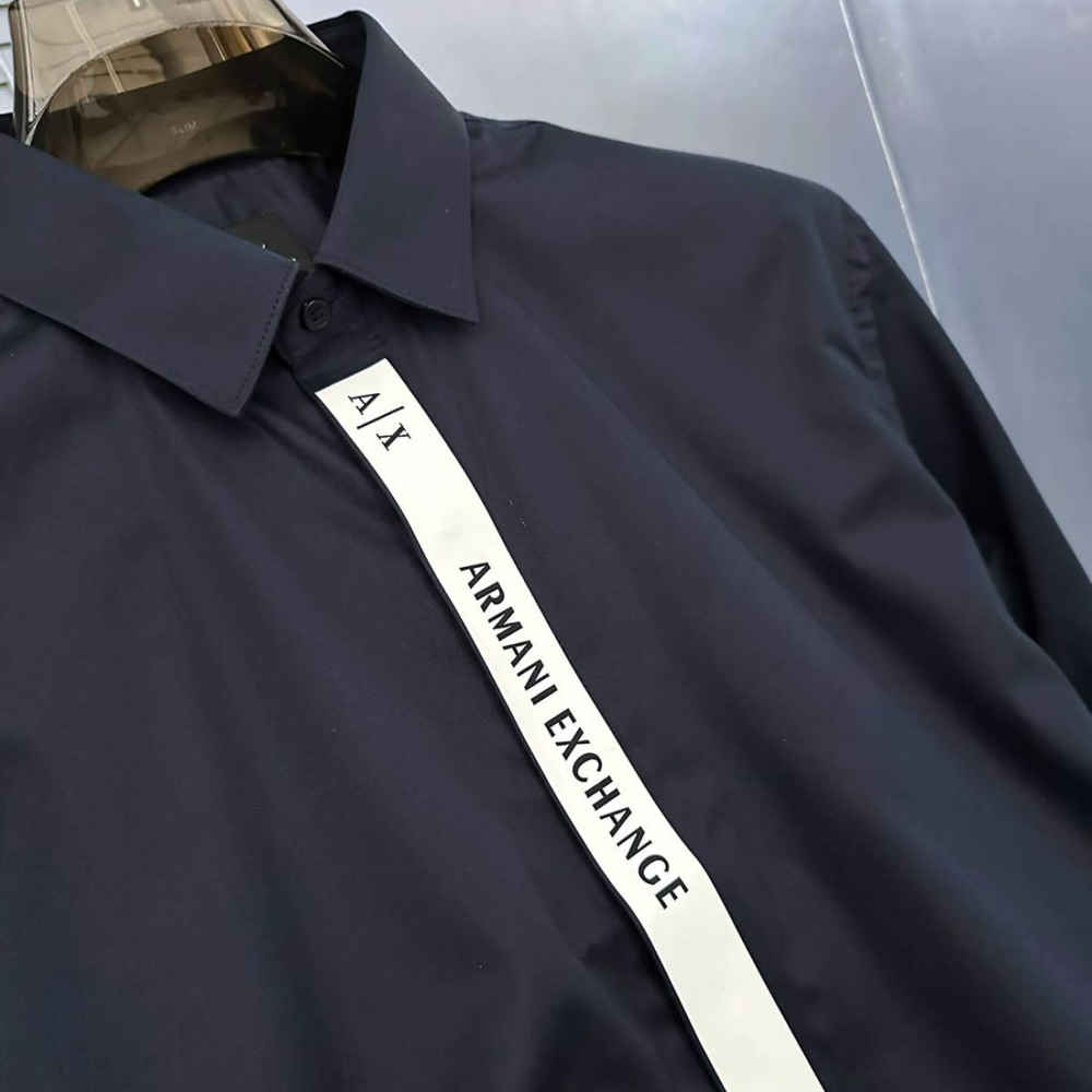 Armani Exchange Navy Blue Cotton Shirt-thumb-2