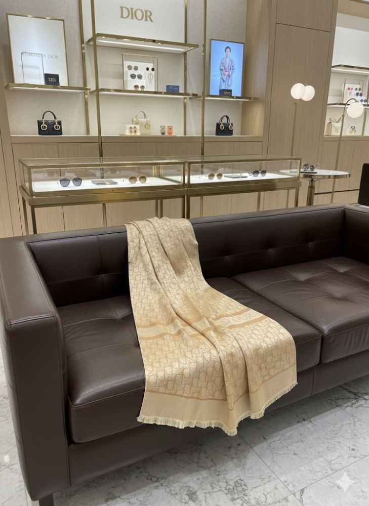 Christian Dior Premium Quality Beige Silk Stole-1