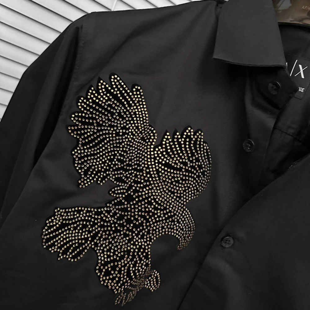 Armani Exchange Eagle Print Black Cotton Shirt-2