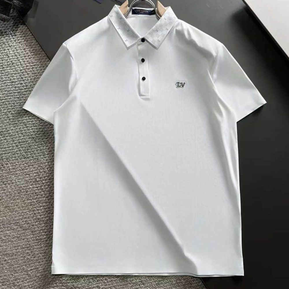 Louis Vuitton White Embroidery Logo Premium Polo T-shirt-thumb-0