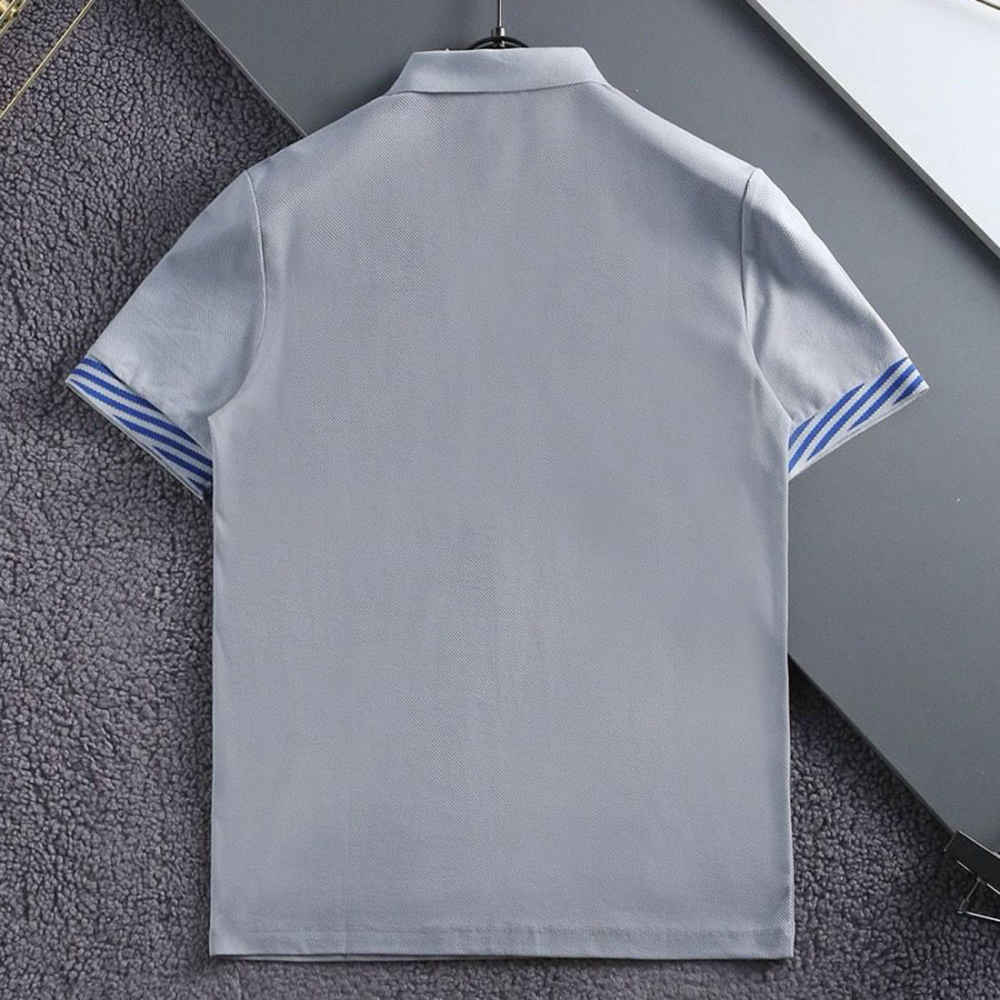 Burberry Embroidered logo Grey Premium Polo T-shirt-thumb-1