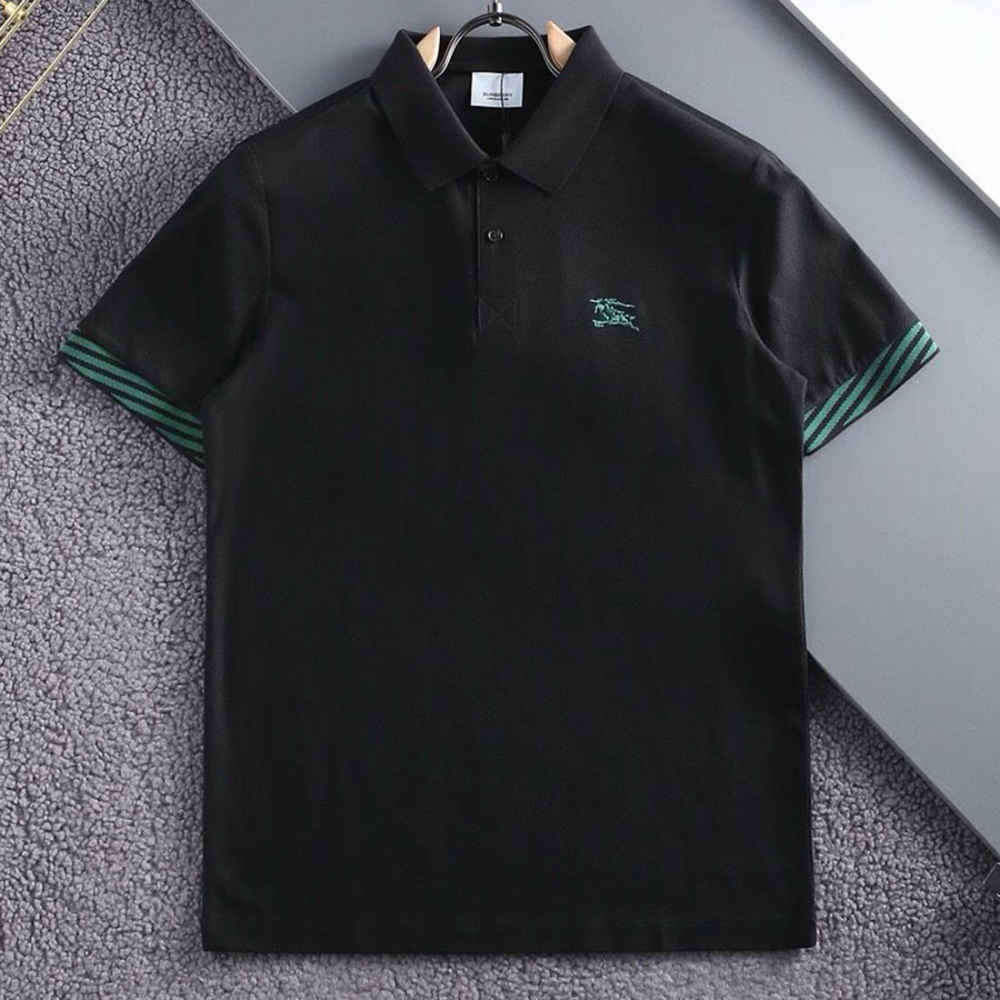 Burberry Embroidered logo Black & Green Premium Polo T-shirt-thumb-0