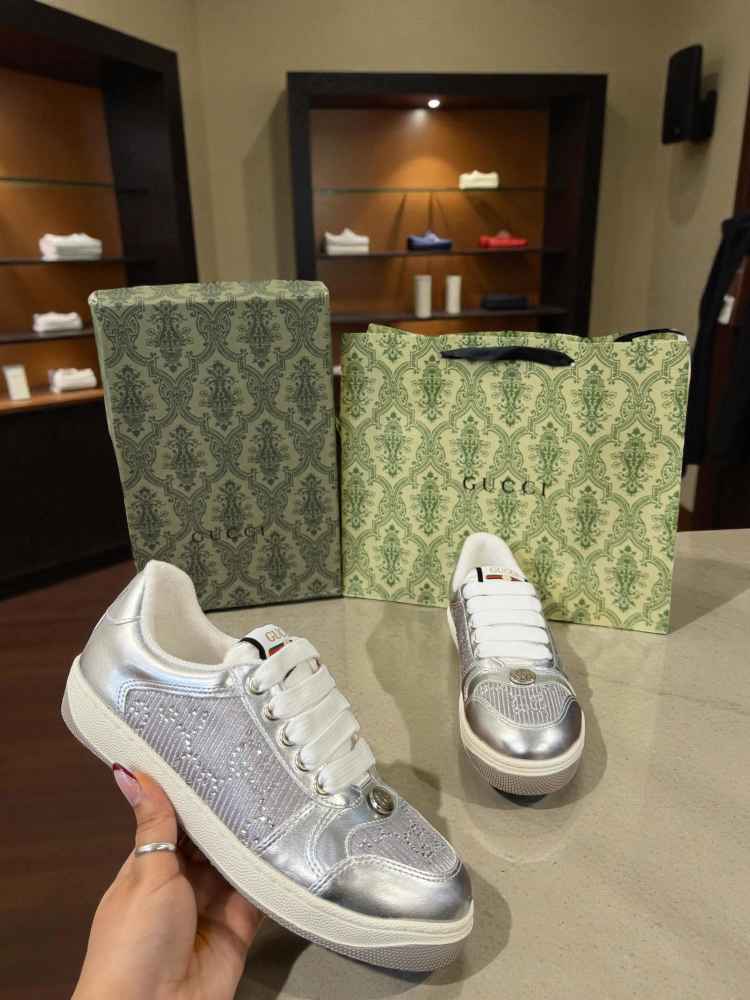 Gucci GG Silver Trainer Sneaker-thumb-1