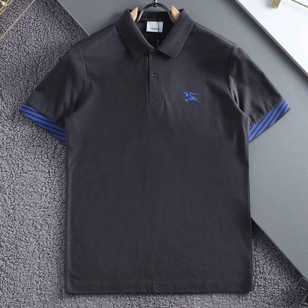 Burberry Embroidered Logo Black & Blue Premium Polo T-shirt-thumb-0