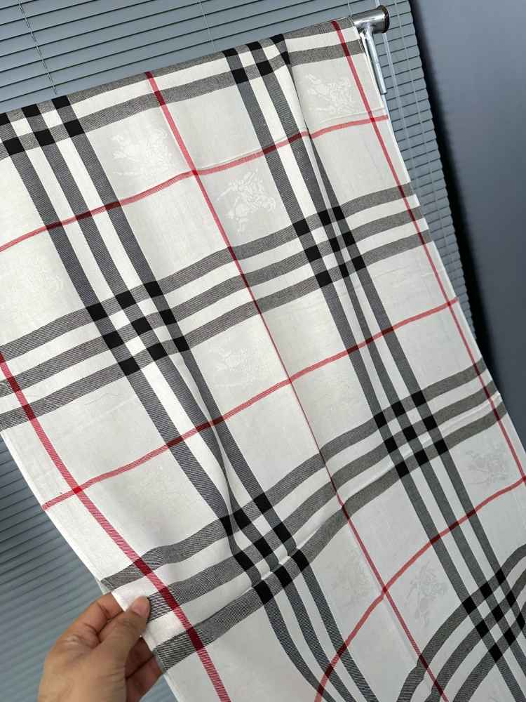 Burberry Check Cashmere White Stole-thumb-2
