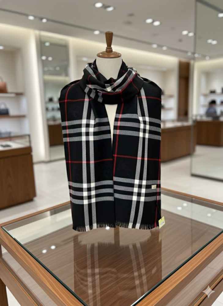 Burberry Check Cashmere Black Stole-2
