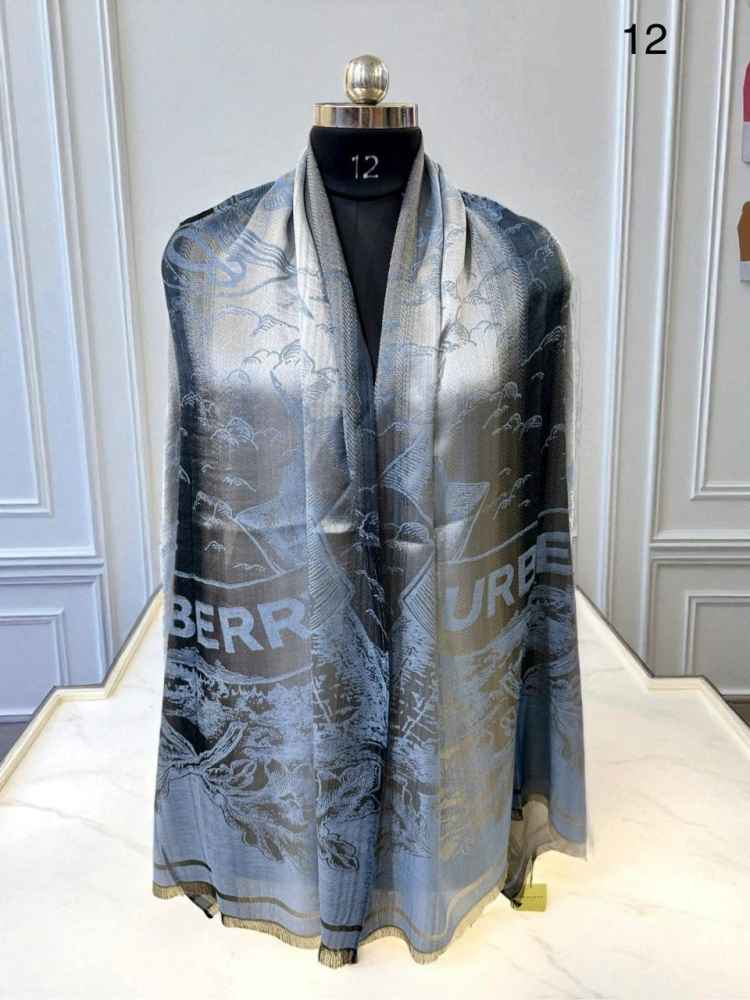 Burberry Cashmere Blue Woollen Stole-thumb-0