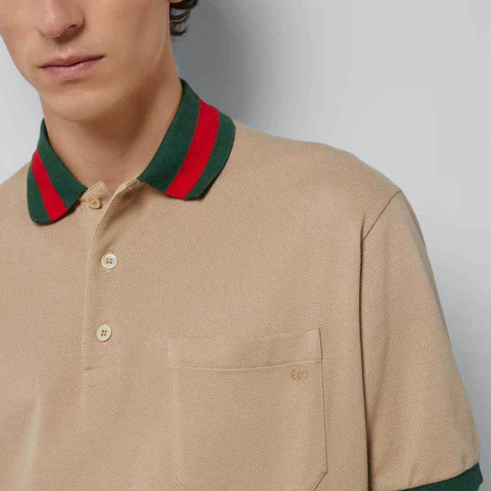 Gucci Cream Premium Quality Polo T-shirt-thumb-1
