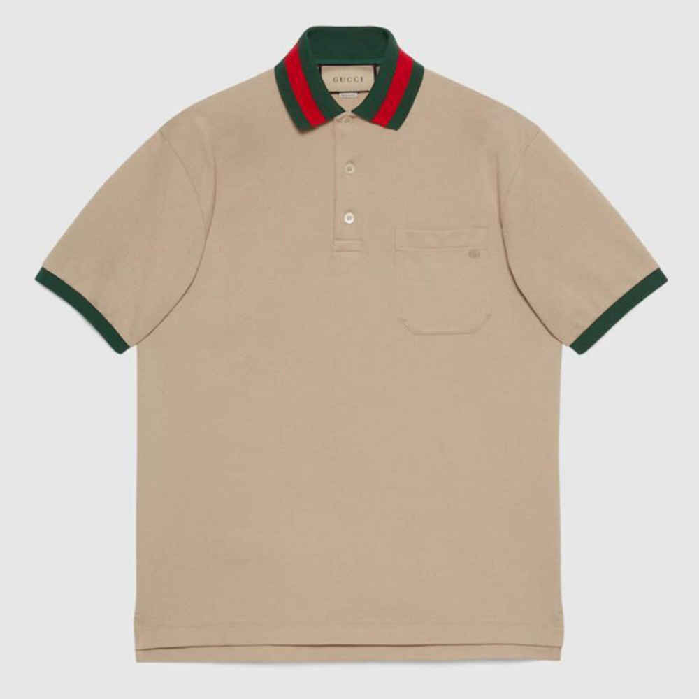 Gucci Cream Premium Quality Polo T-shirt-thumb-4