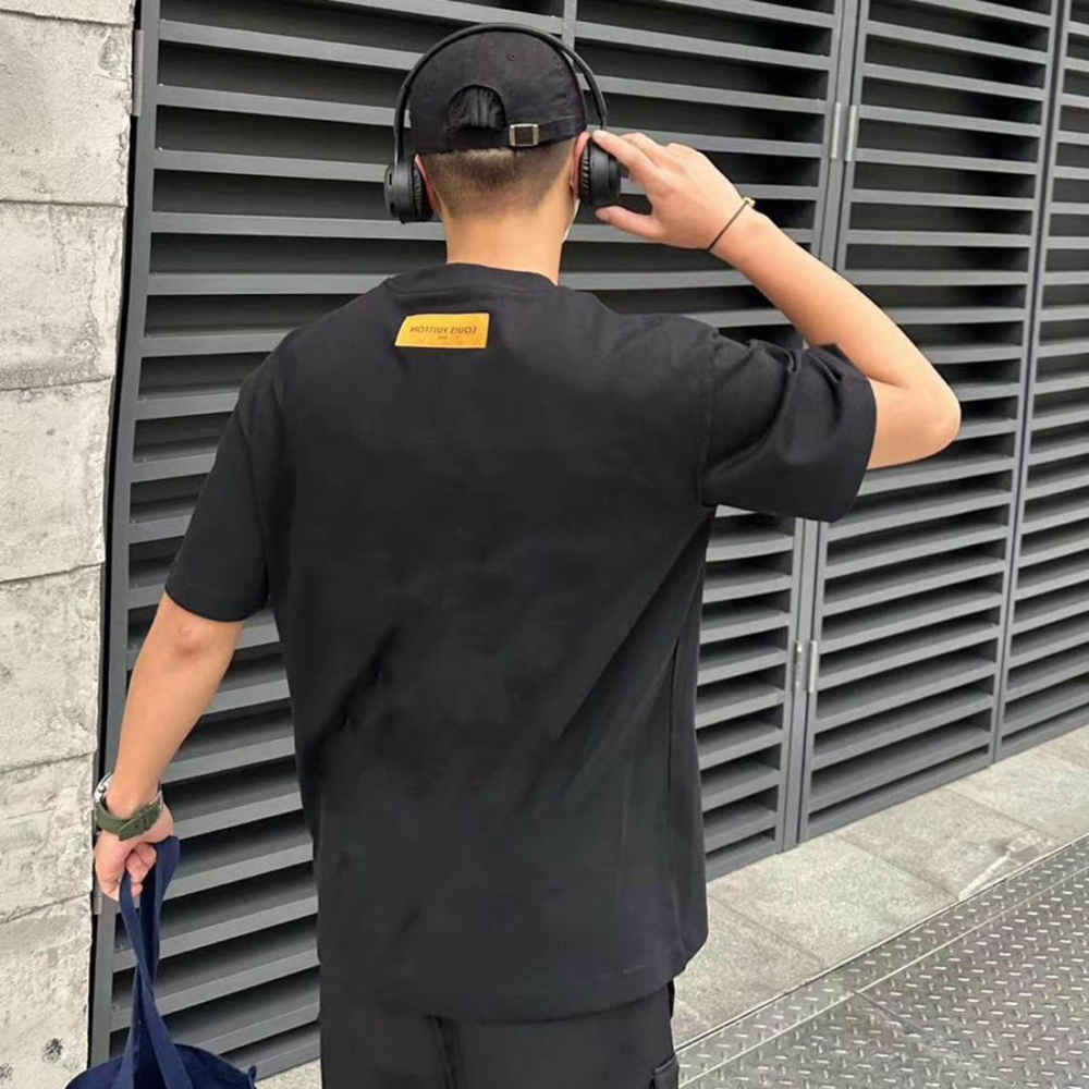 Louis Vuitton Black Embroidery Logo Premium Polo T-shirt-thumb-1