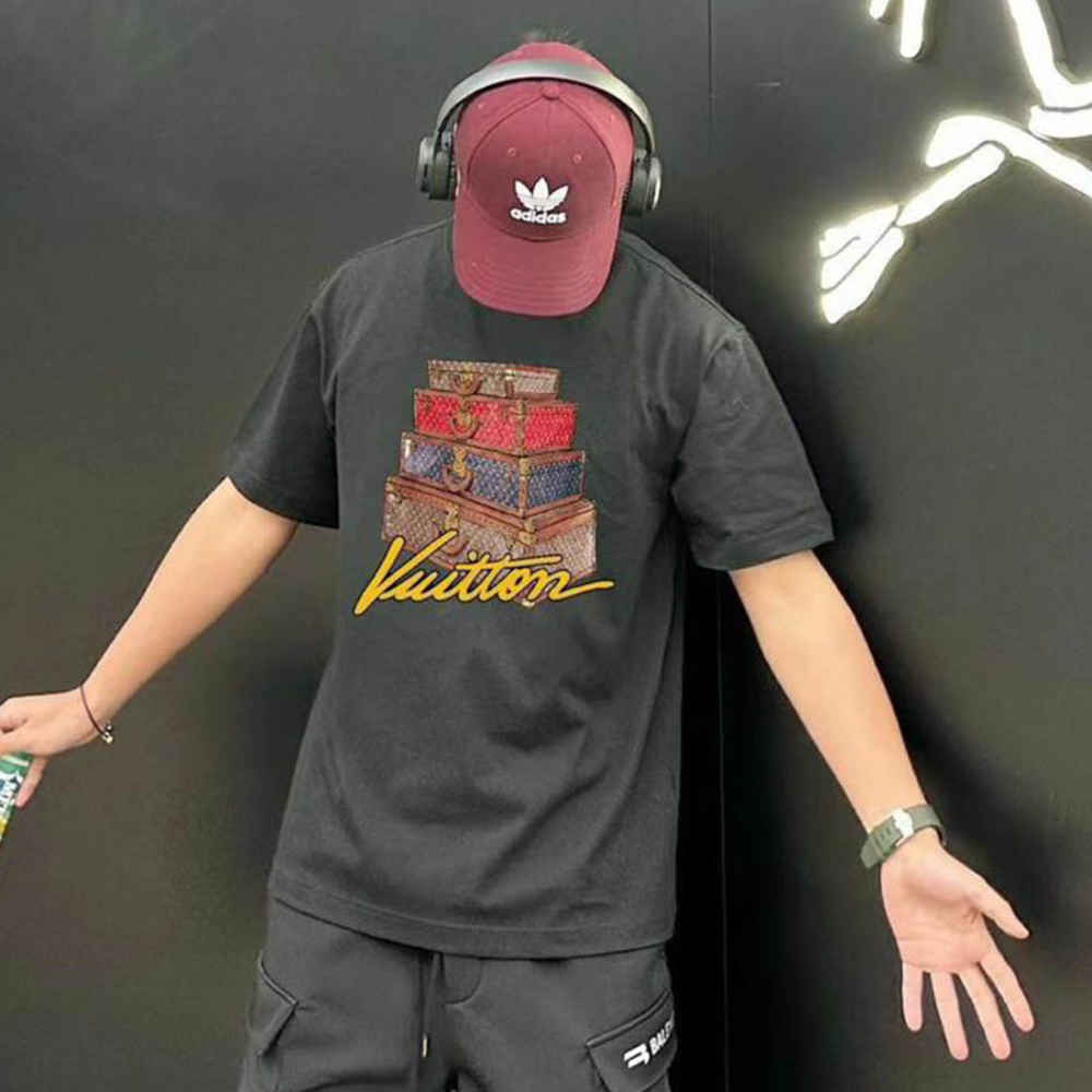 Louis Vuitton Black Embroidery Logo Premium Polo T-shirt-thumb-2