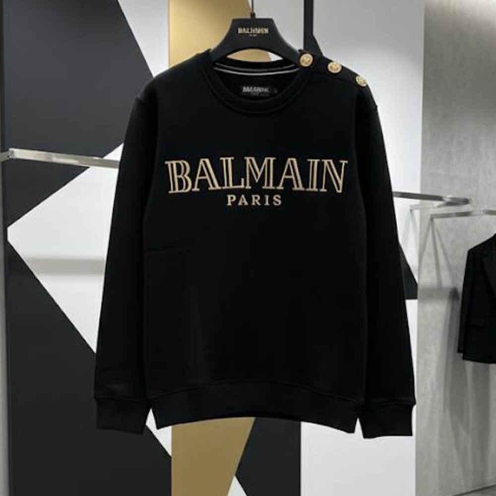 Balmain Paris Golden Logo Black Sweatshirt-thumb-0