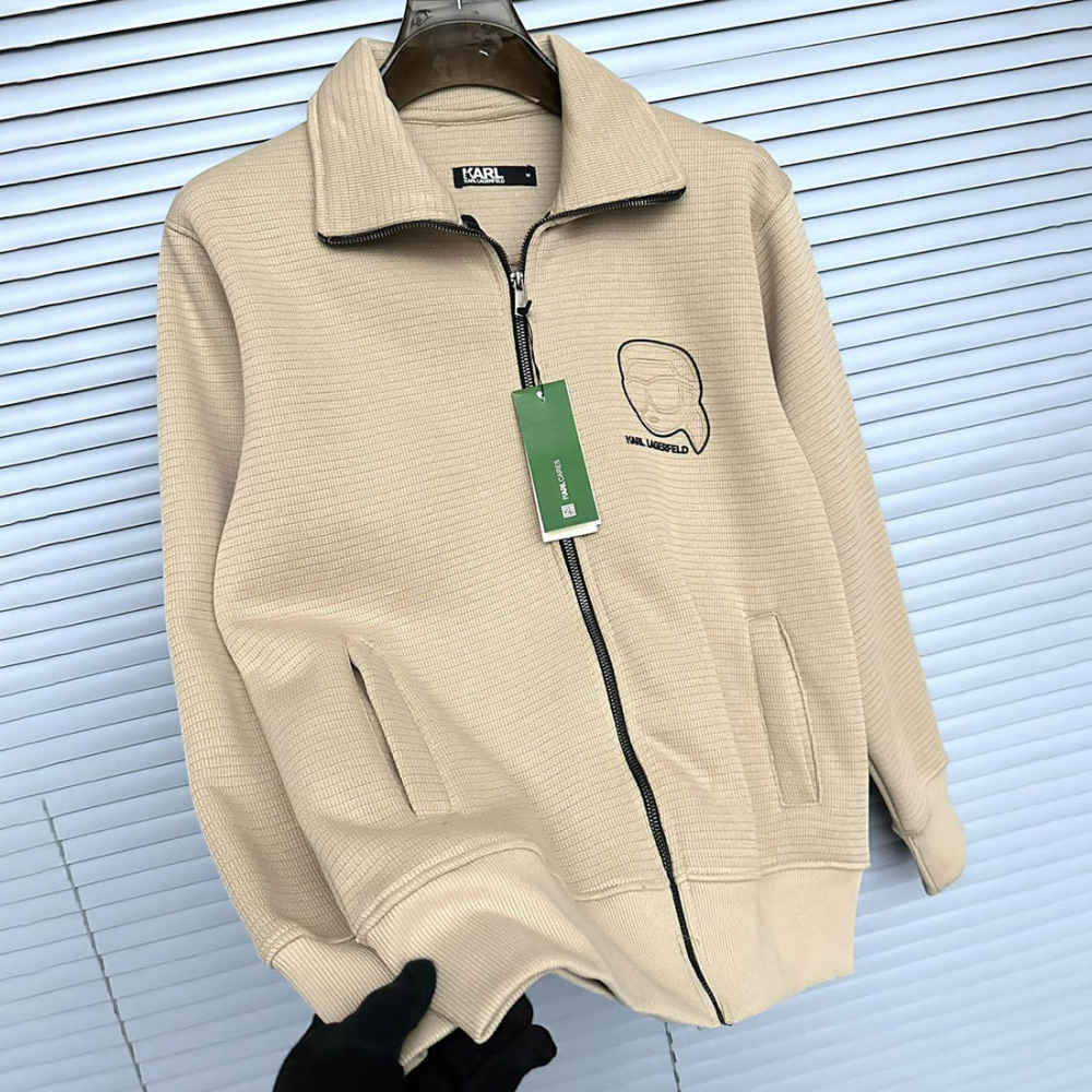 Karl Lagerfeld Cream Brown Hoodie Zipper-1