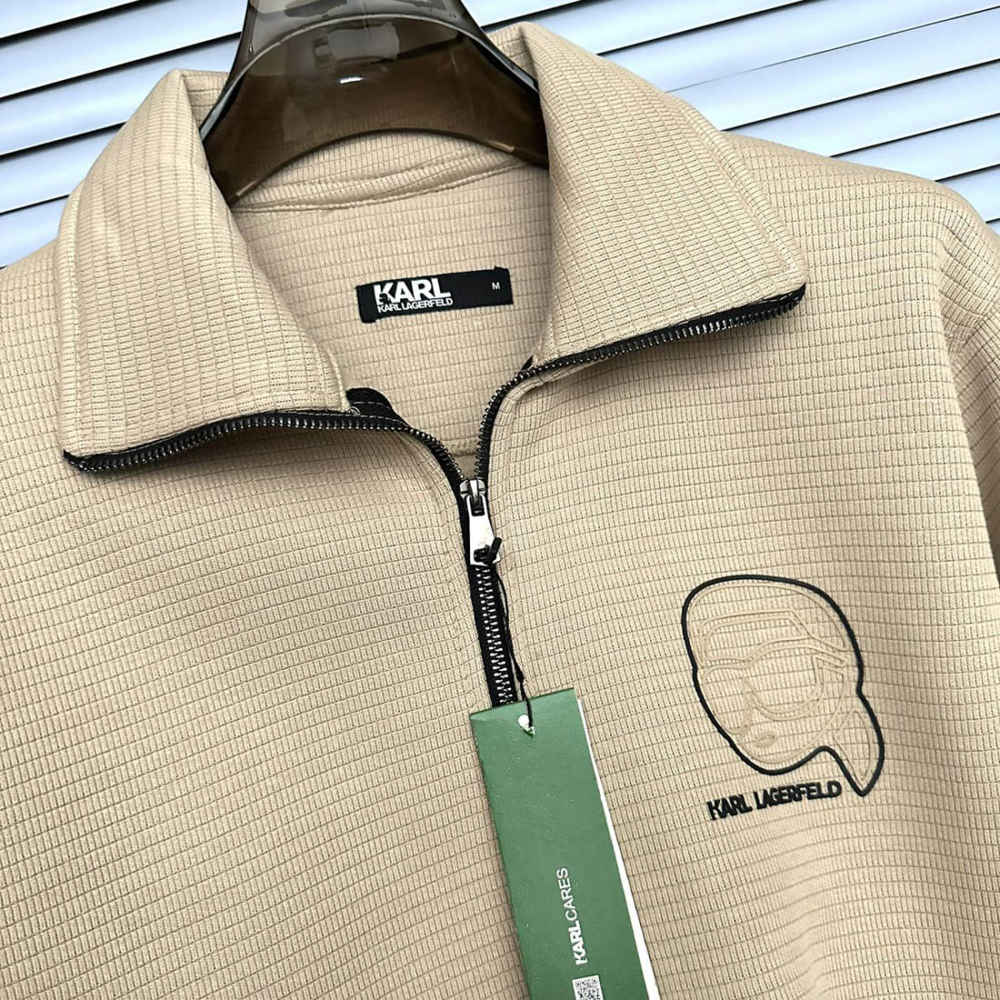 Karl Lagerfeld Cream Brown Hoodie Zipper-3