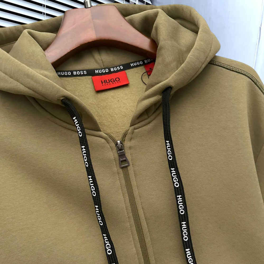 Hugo Brown Embroidered Regular Fit Hoodie-4